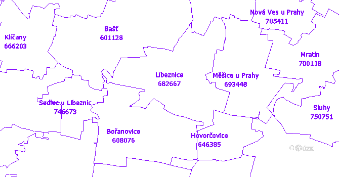 Katastrální mapa Líbeznice