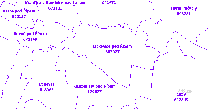 Katastrální mapa Libkovice pod Řípem