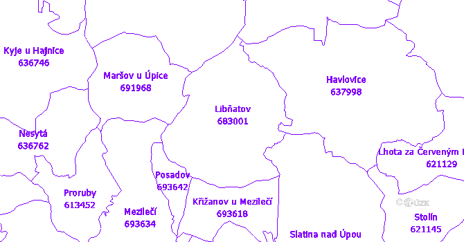 Katastrální mapa Libňatov