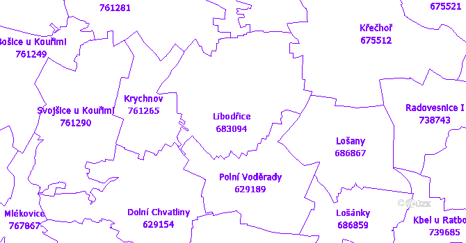 Katastrální mapa Libodřice