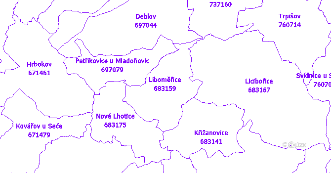 Katastrální mapa Liboměřice