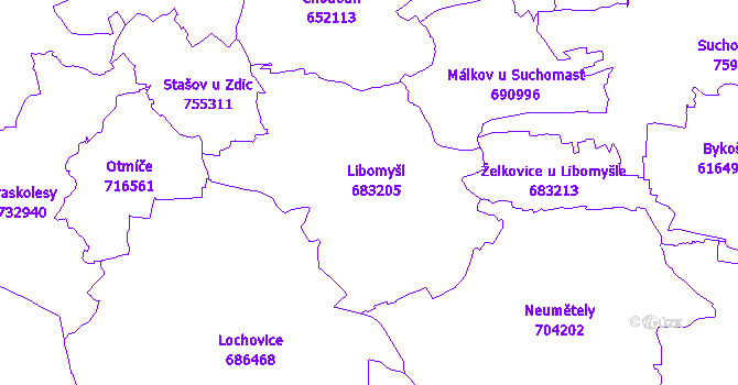 Katastrální mapa Libomyšl