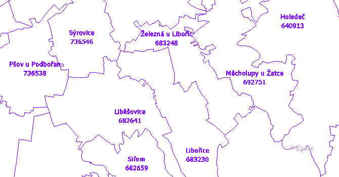 Katastrální mapa Libořice