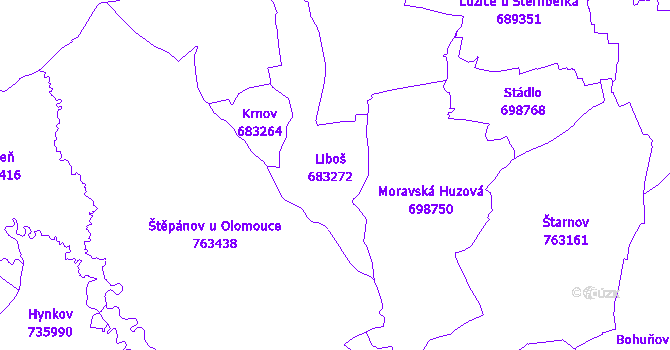 Katastrální mapa Liboš