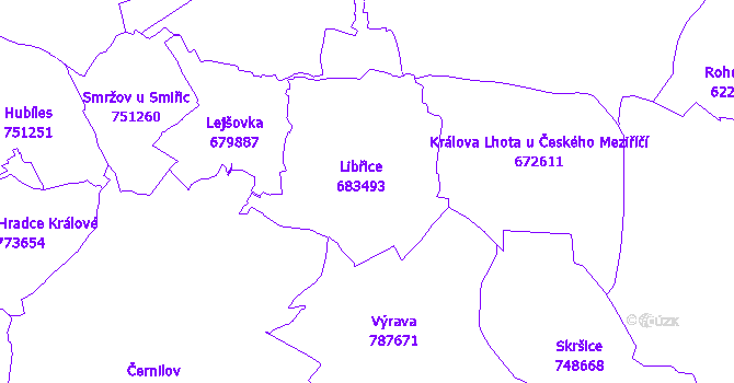 Katastrální mapa Libřice