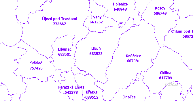 Katastrální mapa Libuň