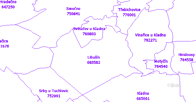 Katastrální mapa Libušín