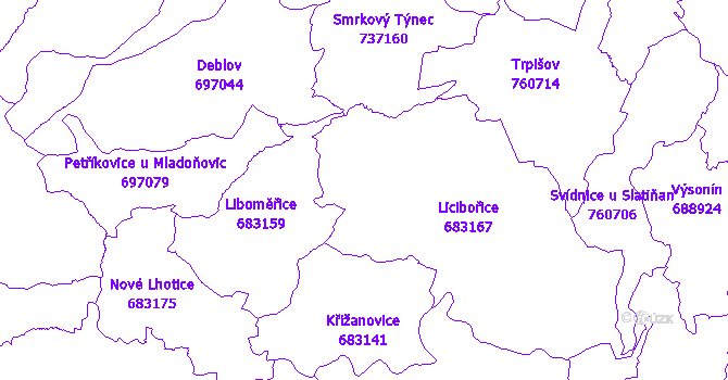 Katastrální mapa Licibořice
