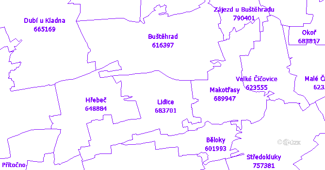 Katastrální mapa Lidice