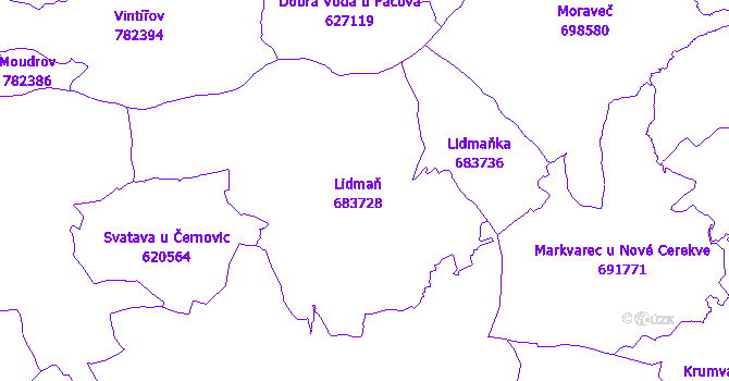 Katastrální mapa Lidmaň