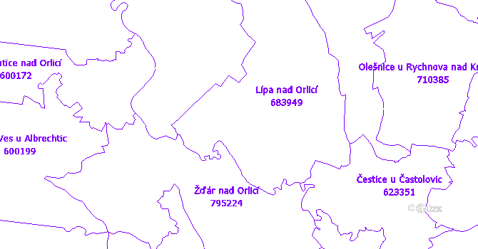 Katastrální mapa Lípa nad Orlicí