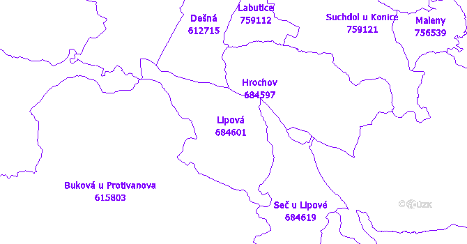 Katastrální mapa Lipová