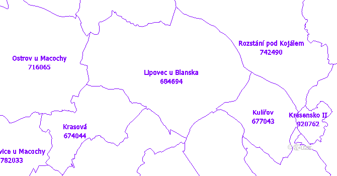 Katastrální mapa Lipovec