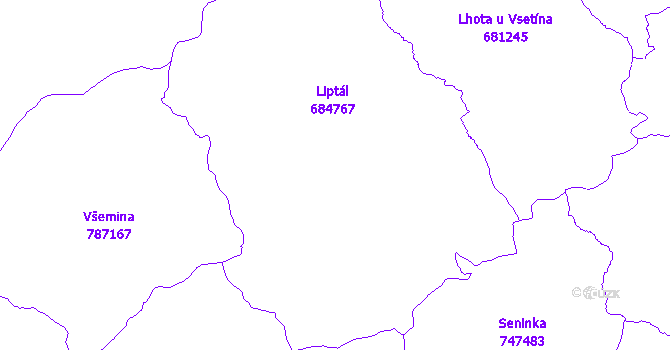 Katastrální mapa Liptál