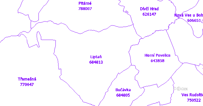 Katastrální mapa Liptaň