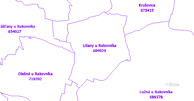 Katastrální mapa Lišany