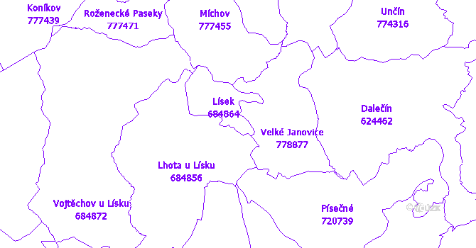 Katastrální mapa Lísek