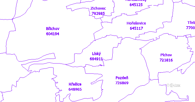 Katastrální mapa Líský