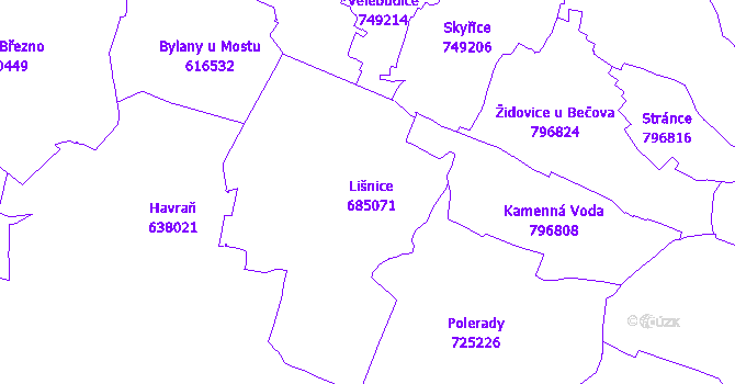 Katastrální mapa Lišnice