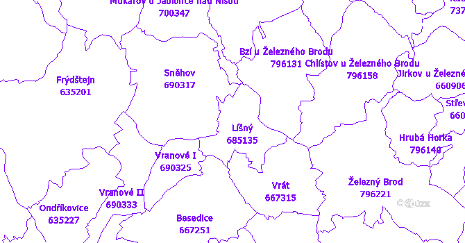 Katastrální mapa Líšný