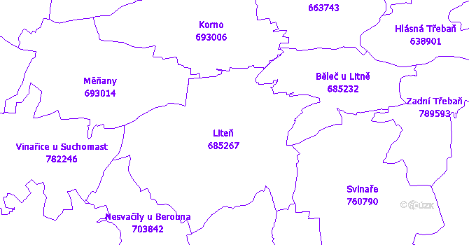Katastrální mapa Liteň