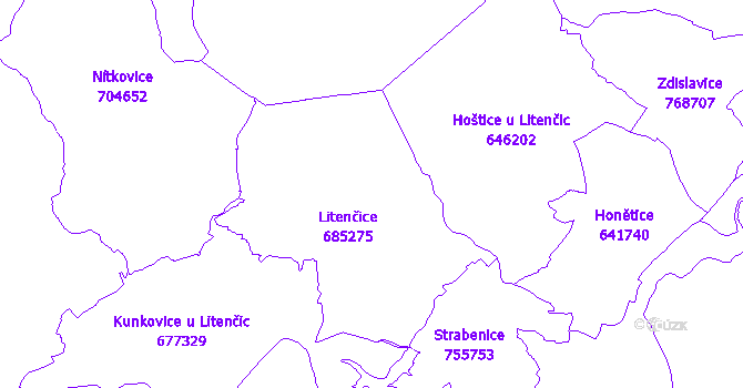 Katastrální mapa Litenčice