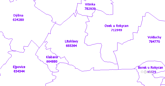 Katastrální mapa Litohlavy