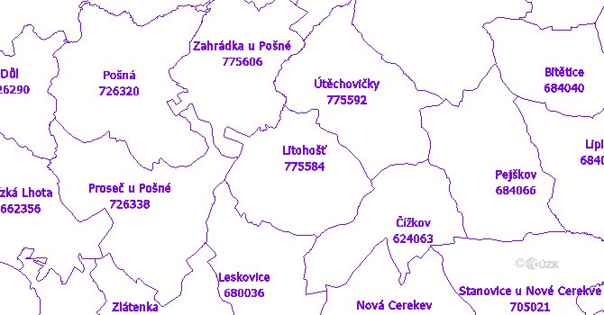 Katastrální mapa Litohošť