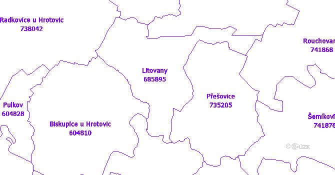 Katastrální mapa Litovany