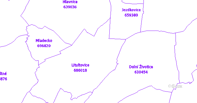 Katastrální mapa Litultovice