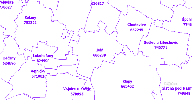 Katastrální mapa Lkáň