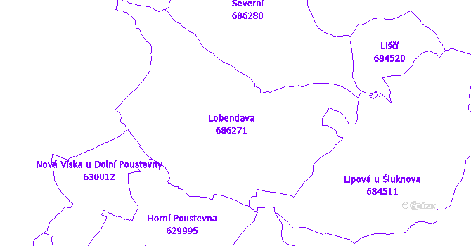Katastrální mapa Lobendava