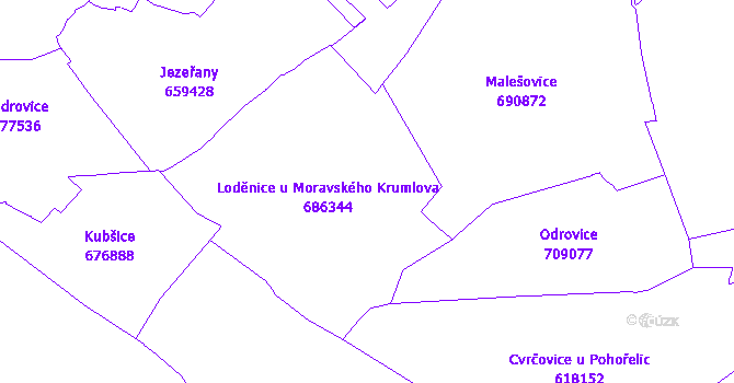 Katastrální mapa Loděnice