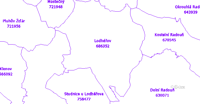 Katastrální mapa Lodhéřov
