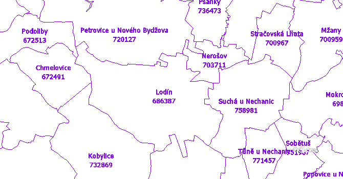 Katastrální mapa Lodín
