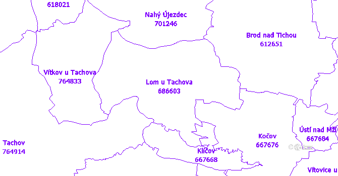 Katastrální mapa Lom u Tachova