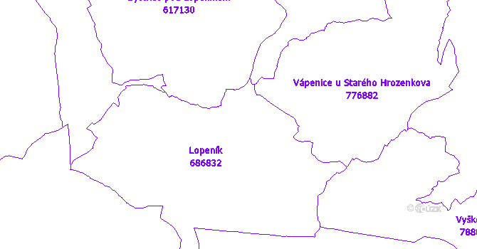 Katastrální mapa Lopeník