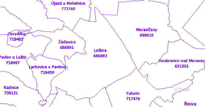 Katastrální mapa Loštice