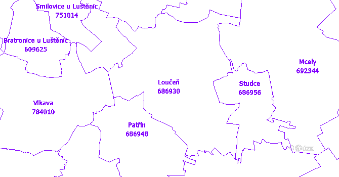 Katastrální mapa Loučeň