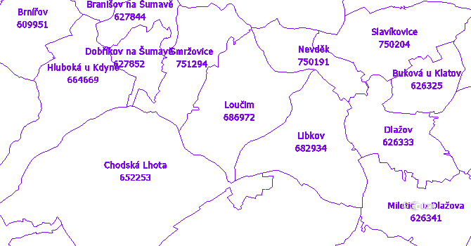 Katastrální mapa Loučim