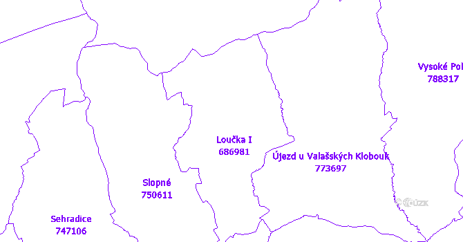 Katastrální mapa Loučka
