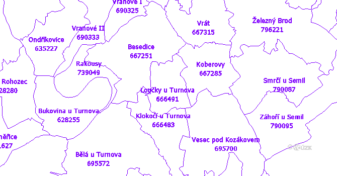 Katastrální mapa Loučky