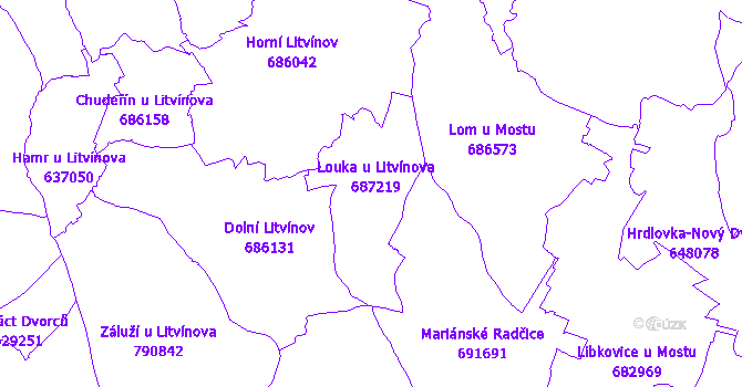 Katastrální mapa Louka u Litvínova