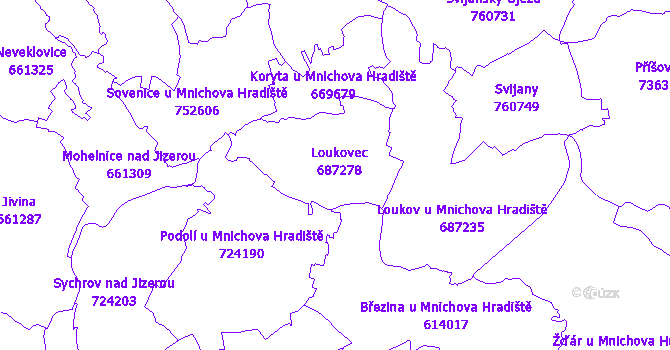 Katastrální mapa Loukovec