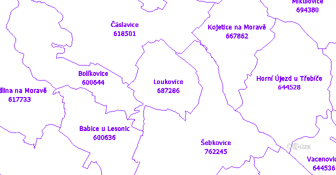 Katastrální mapa Loukovice
