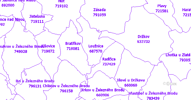 Katastrální mapa Loužnice