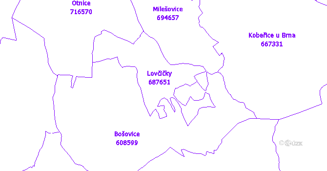 Katastrální mapa Lovčičky