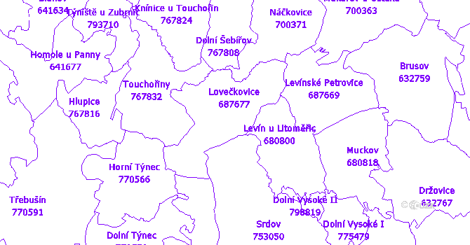 Katastrální mapa Lovečkovice