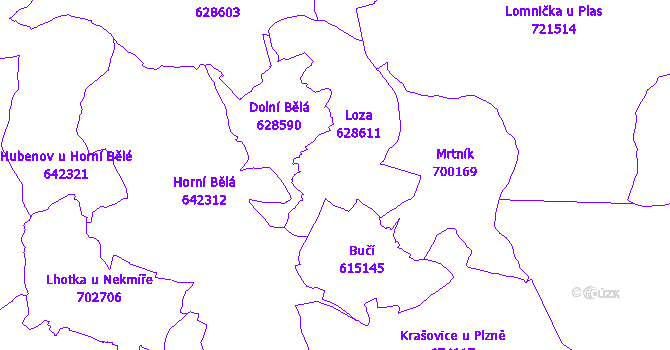 Katastrální mapa Loza