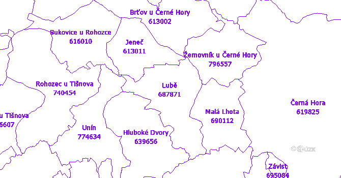 Katastrální mapa Lubě